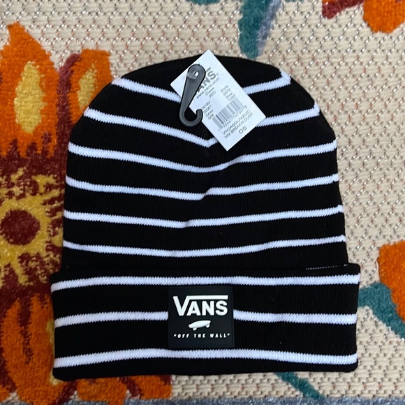 VANS BREAKIN CURFEW KNIT CUFF BEANIE ADULT HAT BLACK WHITE VN0A5GUV2UC - Picture 13 of 16